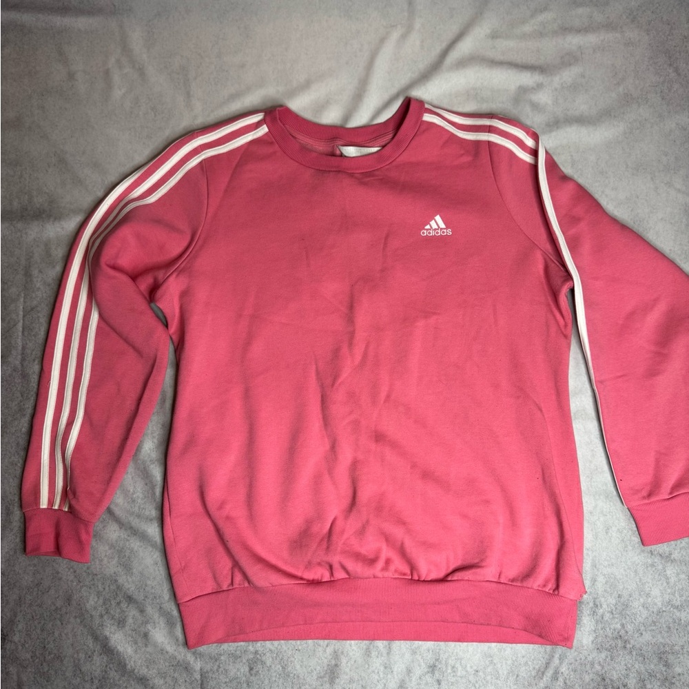 Adidas Pink Sweatshirt with White Stripes
